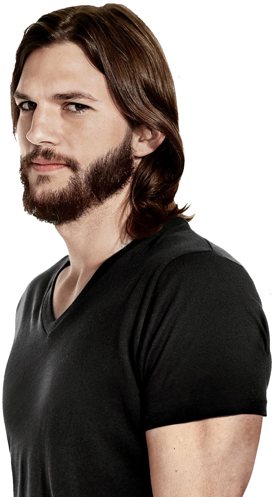 Channing Tatum Haircut - Ashton Kutcher Long Hair Beard (1431x1896), Png Download