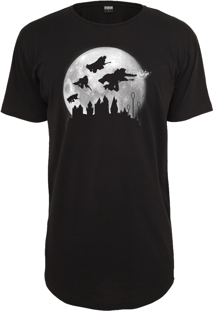 Monekers Full Moon Over Hogwarts T-shirt Urban Classics - 80s T Shirts (1044x1044), Png Download