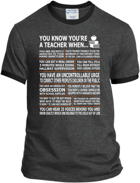 You Know You're A Teacher When Ringer Tee - Teach Love Inspire Teacher Ringer Tee (600x600), Png Download