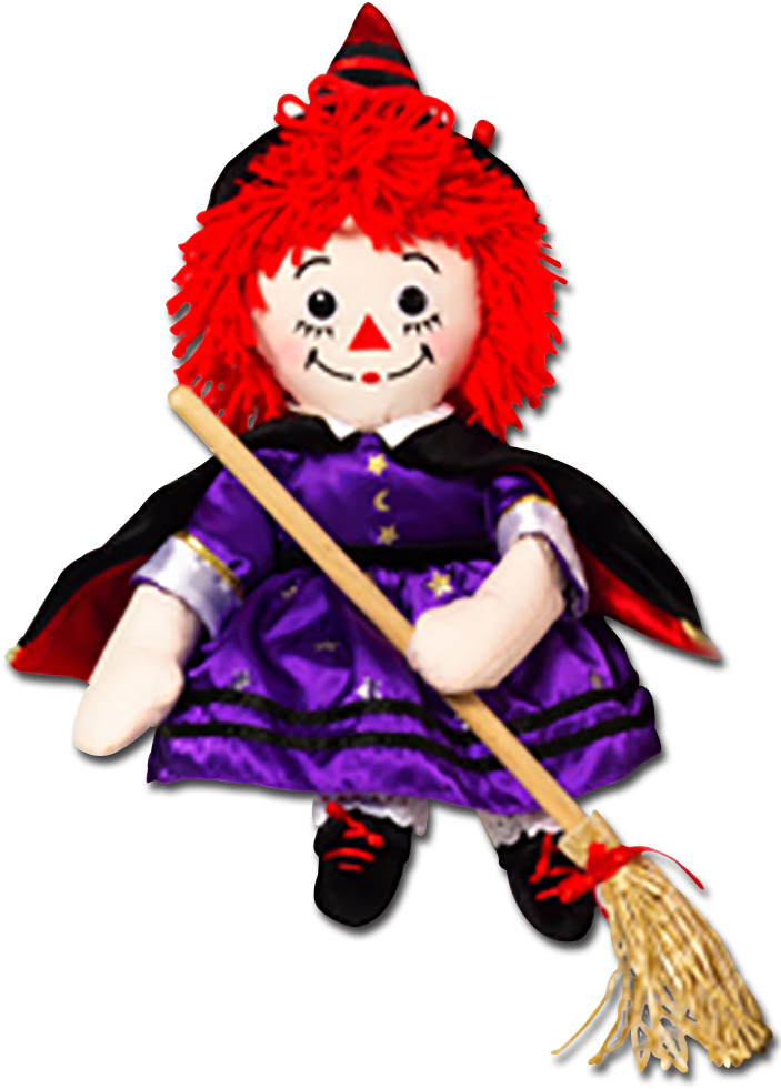 Halloween Raggedy Ann Witch With Broom Rag Doll - Raggedy Ann And Andy (711x1000), Png Download