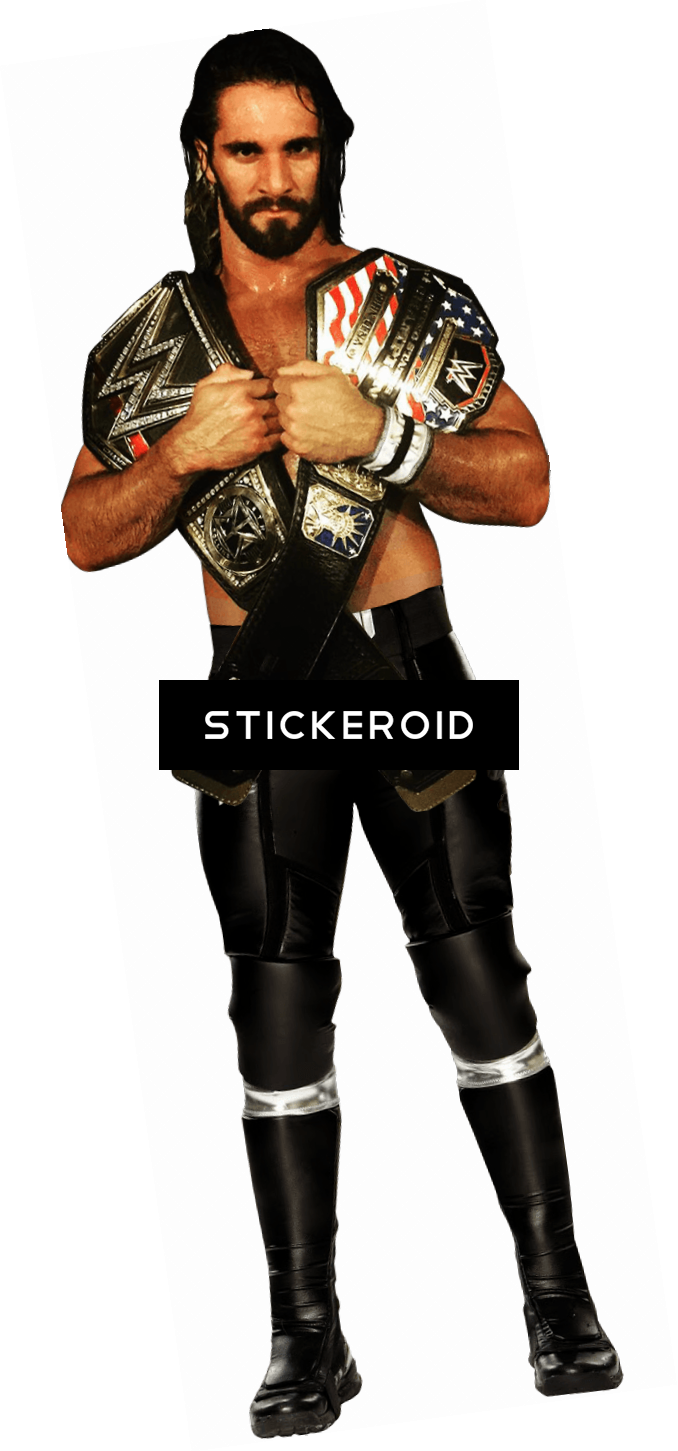 Seth Rollins Belt Around Neck - Advanced Graphics Wwe Seth Rollins Cardboard Standup (678x1451), Png Download