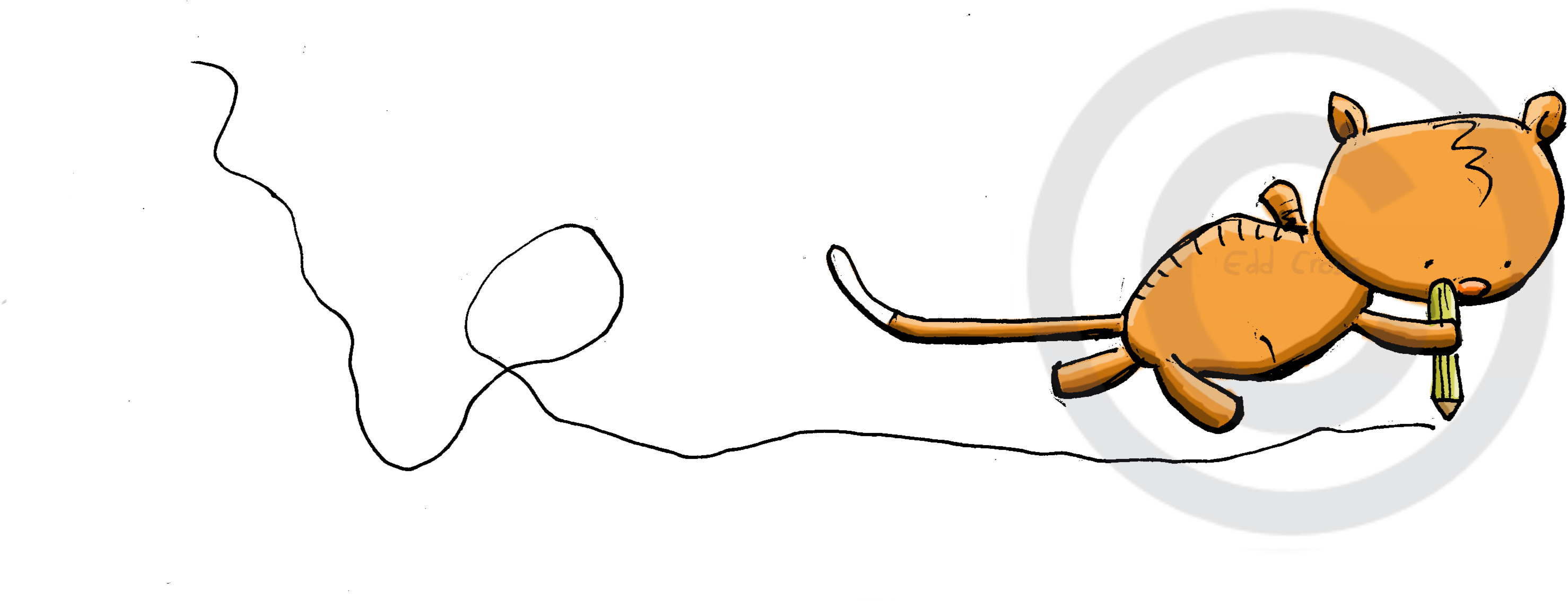 Illustration Of A Cute Possum Drawing - Drawing (3292x1166), Png Download