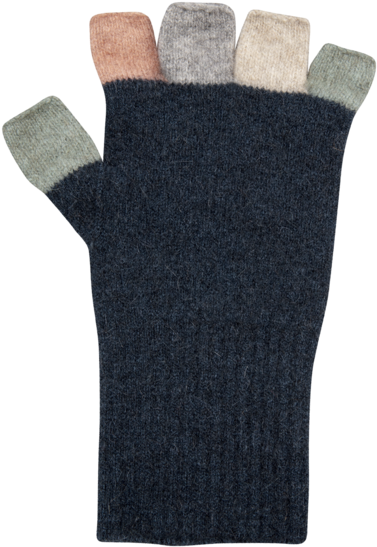 Multicolour Fingerless Possum Merino Gloves In Ocean - Glove (476x690), Png Download