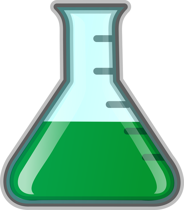 Flask, Erlenmeyer Flask, Green, Science, Lab, Chemistry - Beaker Clipart (630x720), Png Download