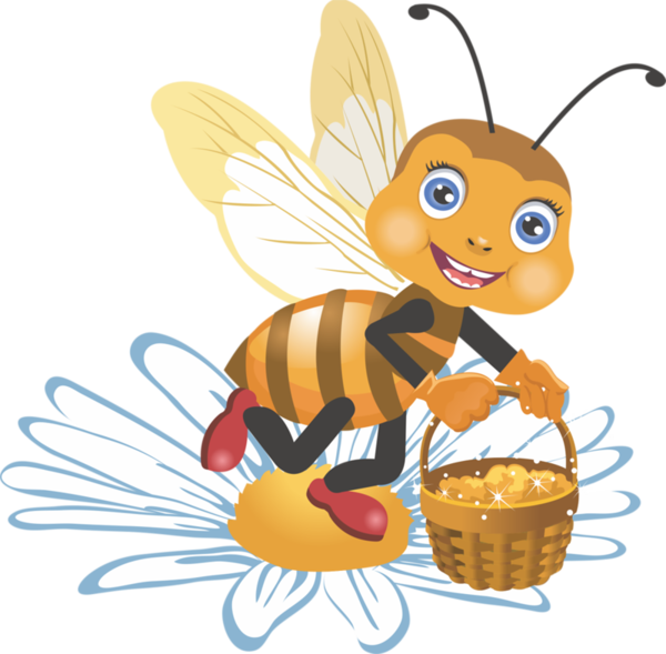 Bee Clipart, Milk And Honey, My Honey, Flying Insects, - Cartoon Insects (600x589), Png Download