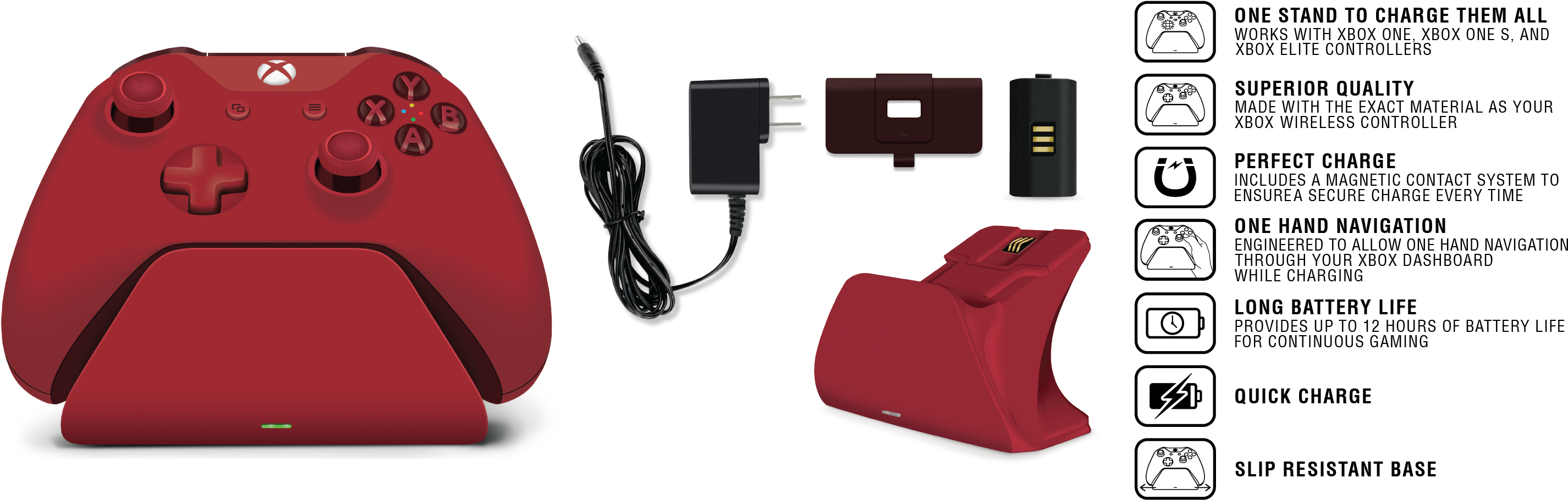 Xbox Pro Charging Stand - Controller Gear Xbox Pro Charging Stand (oxide Red) (3000x1005), Png Download