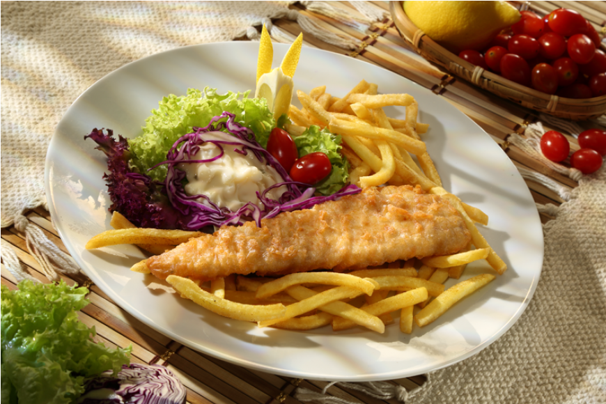 Fish And Chips (870x1110), Png Download