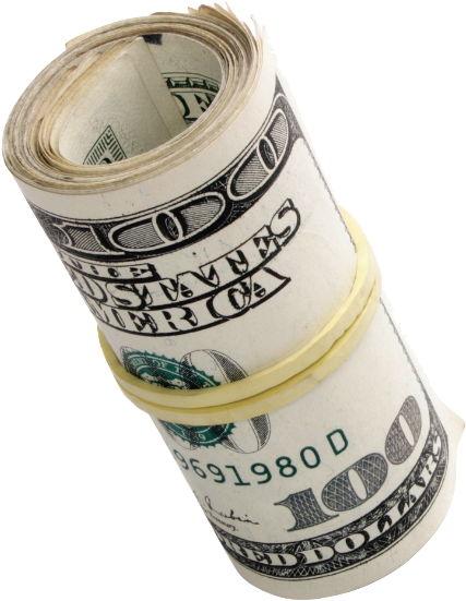 Money Roll Png - Rolled Up Dollar Bill Png (577x575), Png Download