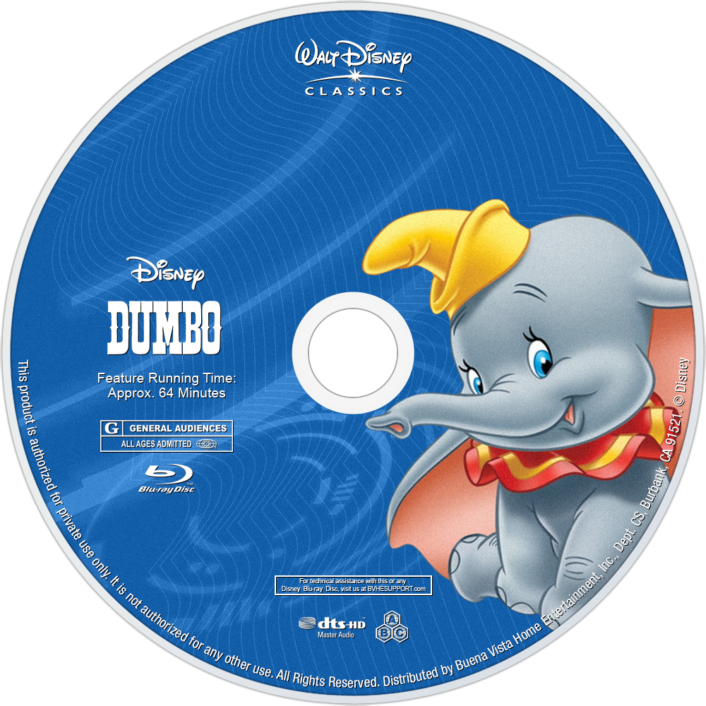 Dumbo Bluray Disc Image - Disney Blu Ray Discs (1000x1000), Png Download