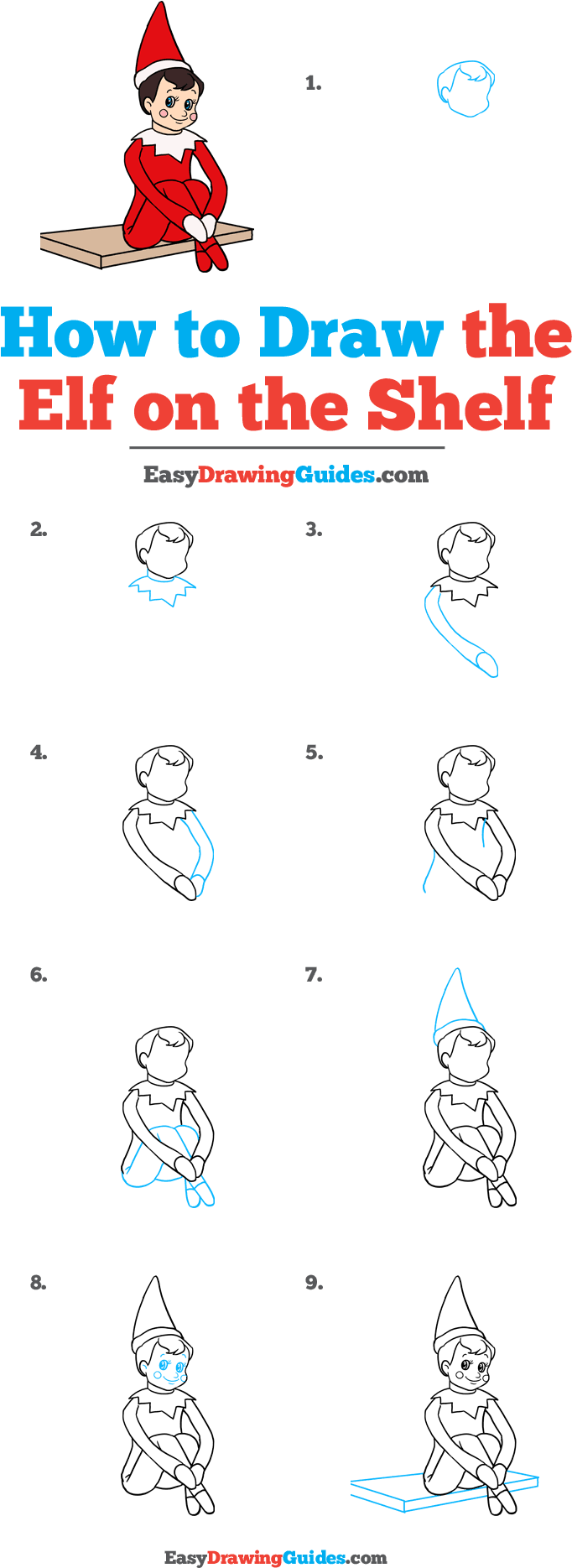 How To Draw Elf On The Shelf - Drawing (736x1929), Png Download