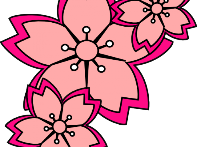 Sakura Blossom Clipart Peach Blossom - Black Flowers Drawing (640x480), Png Download