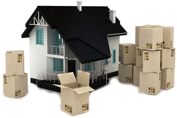 Home With Moving Boxes - Home Packers And Movers (650x500), Png Download