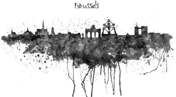 Bleed Area May Not Be Visible - Brussels Skyline Silhouette (600x388), Png Download