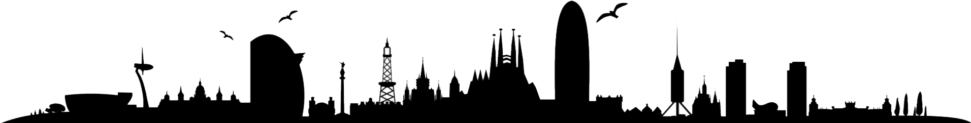 About Us - Barcelona Skyline Silhouette Png (1920x392), Png Download