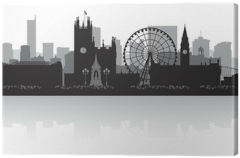 Manchester City Skyline Silhouette Canvas Print • Pixers® - Manchester Silhouette (400x400), Png Download