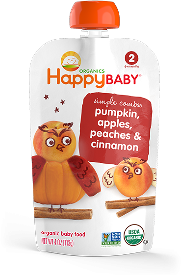 Fruit Veggie Chicken Protein Puree Happy Family Organics - Happy Baby Simple Combos Pumpkin, Apples, Peaches (600x600), Png Download