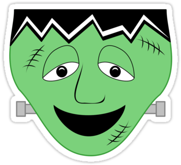 Cartoon Frankenstein Monster Face Stickers By Mydeas - Frankenstein Cartoon Face (375x360), Png Download