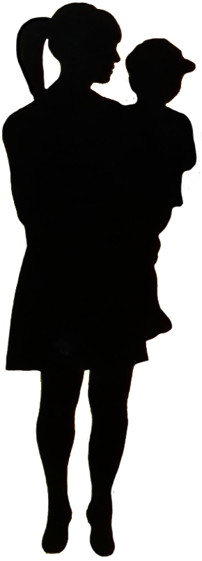 Silhouette Of Man - Woman Child Silhouette (318x809), Png Download