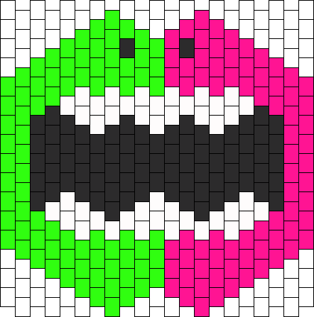 Green And Pink Monster Face Mask Bead Pattern - Rainbow Paw Kandi Mask (442x447), Png Download
