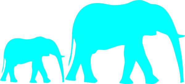 Mom And Baby Elephant Blue Clip Art - Elephant Clip Art (600x274), Png Download