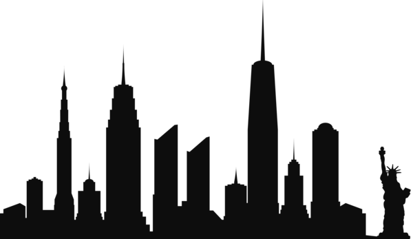 0, - Silhouettes Of New York City Skyline (600x347), Png Download
