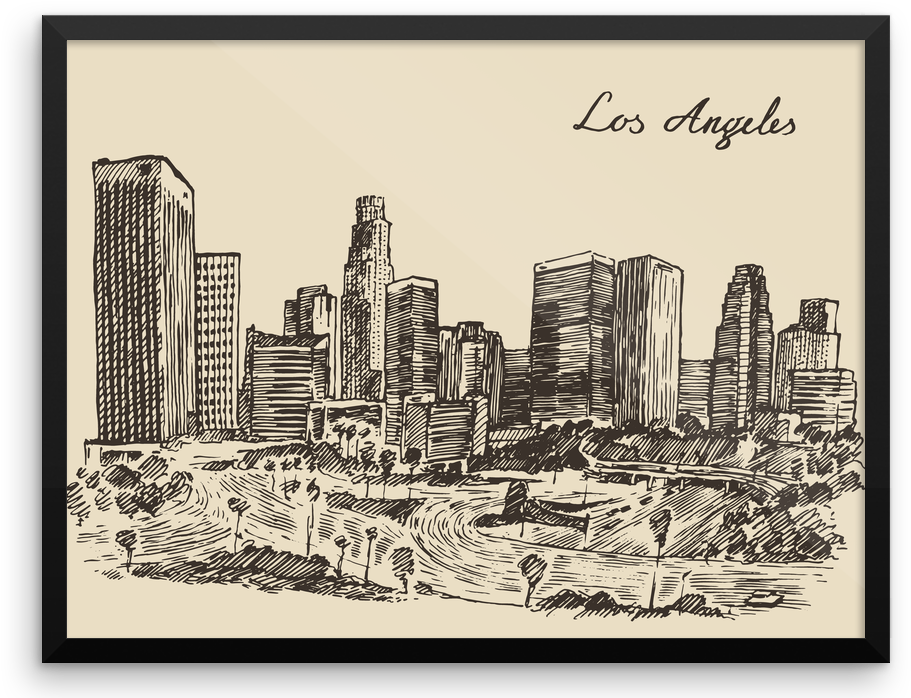 New York Skyline, Printable Art, New York Silhouette, - Los Angeles Skyline (929x718), Png Download
