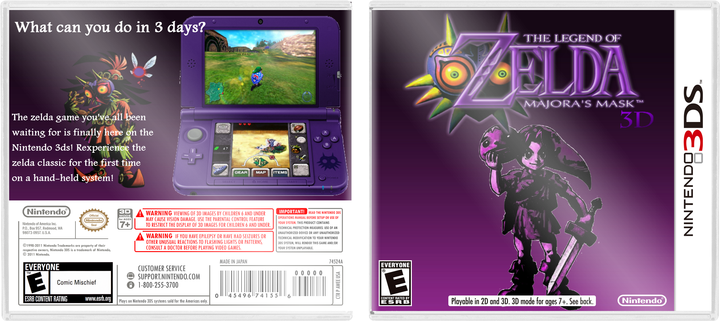 Comments The Legend Of Zelda Majoras Mask - 3ds Box Majora's Mask (2700x1200), Png Download