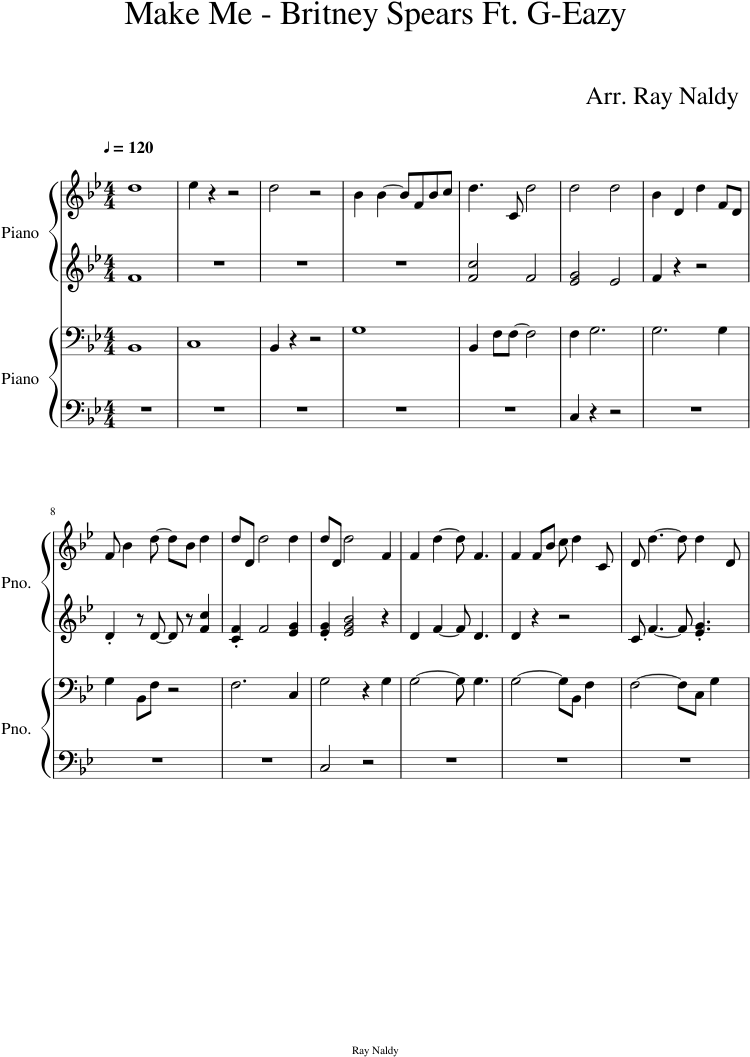 Britney Spears Ft - Tage Wie Diese Noten (827x1169), Png Download