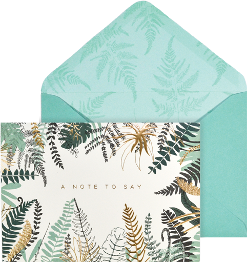 The Notecard Collection Ferns - Sada 10 Komplimentek S Obálkami Portico Designs Foil (600x600), Png Download