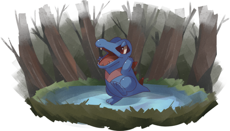 Totodile Personal Pond Commission - Totodile (800x457), Png Download