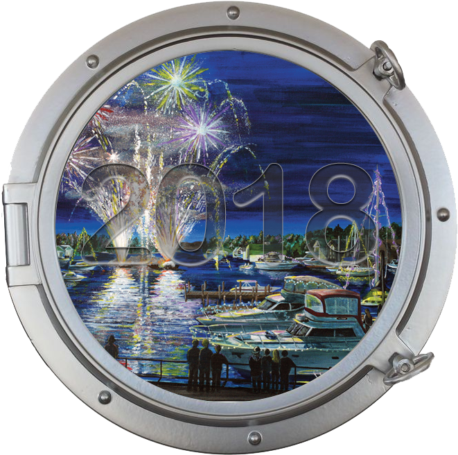 Charlevoix Venetian Festival Artwork - Handcrafted Nautical Decor Nthx044m Silver Finish Porthole (672x673), Png Download