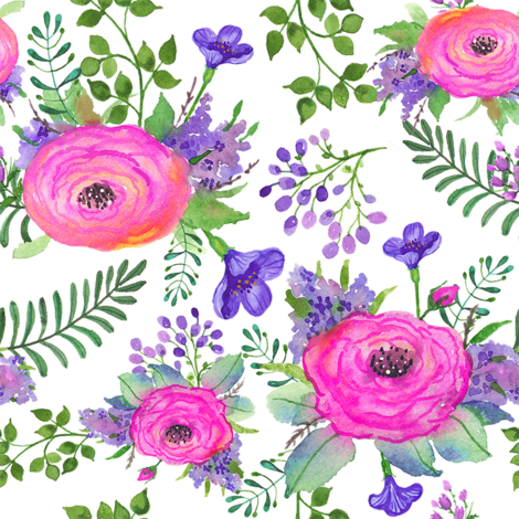 Tk Watercolor Roses Pink Blue Purple Roses Flower Floral - Flower (470x470), Png Download