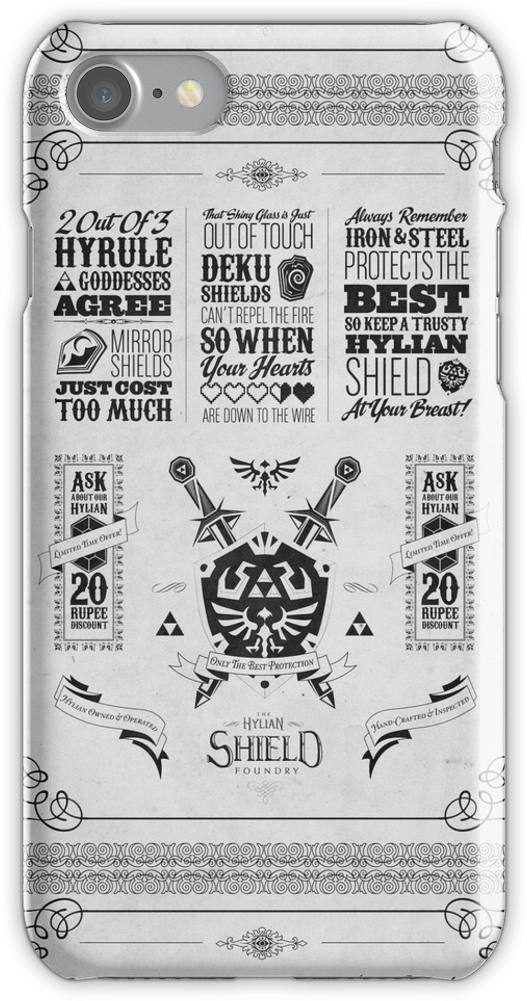Legend Of Zelda Hylian Shield Geek Line Artly Iphone - Legend Of Zelda - The Hylian Shield Foundry Wall Clock (750x1000), Png Download
