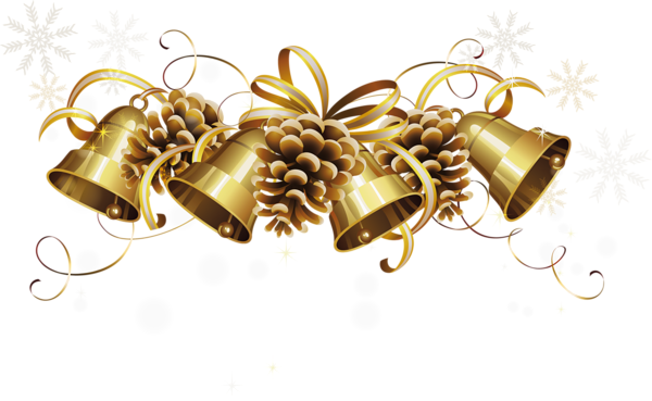 0, - Gold Christmas Bells Png (600x369), Png Download