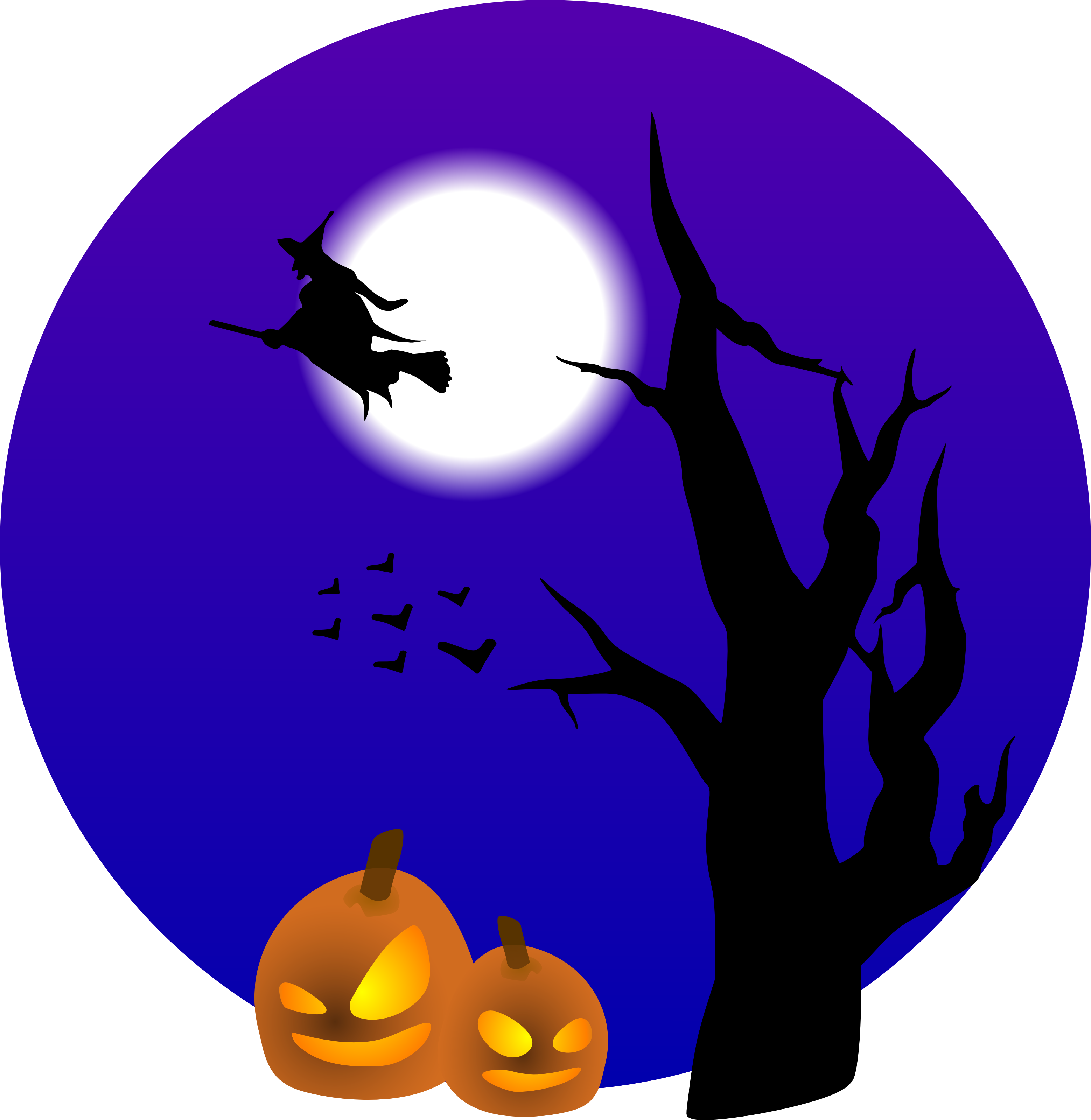 Flying Witch And Pumpkins - Halloween Clipart (3117x3200), Png Download