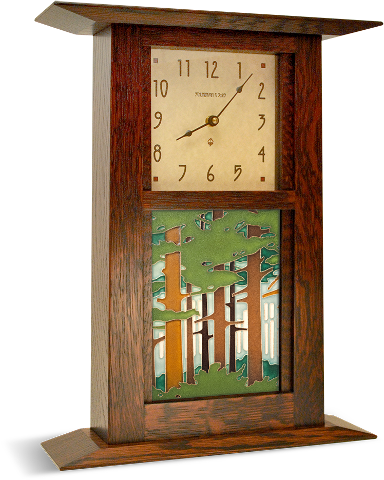 Example Arts And Crafts Clock Shown With Tile - Schlabaugh & Sons Woodworking (1000x1000), Png Download