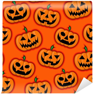 Halloween Pumpkins Vector Pattern In Orange Background - Faces Of Halloween Vampire Pumpkin Frankenstein Case (400x400), Png Download
