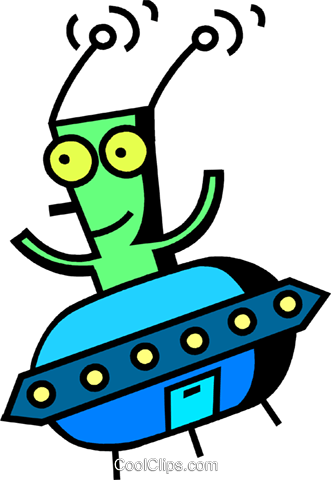 Alien In Flying Saucer Royalty Free Vector Clip Art - Extraterrestrial Life (331x480), Png Download