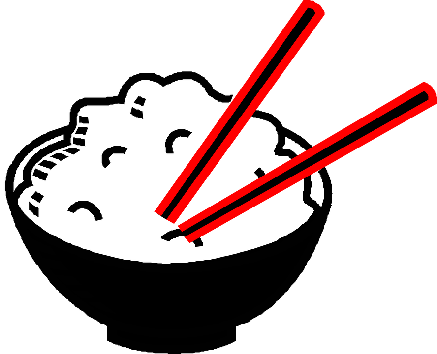 Rice, Bowl, Chopsticks, Asian, Food, Drawing, Chinese - Rice Clip Art (640x519), Png Download