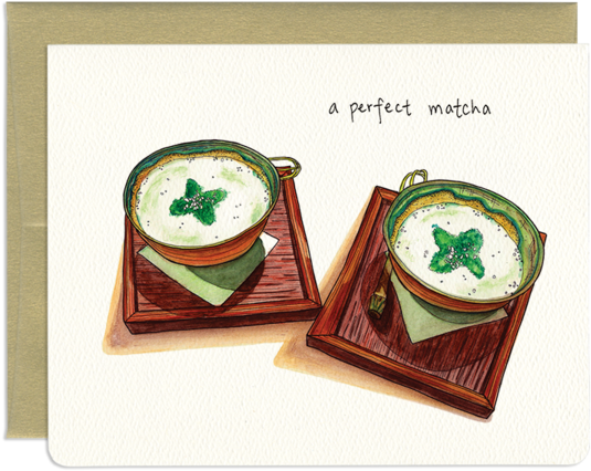 A Perfect Matcha - Greeting Card (600x496), Png Download