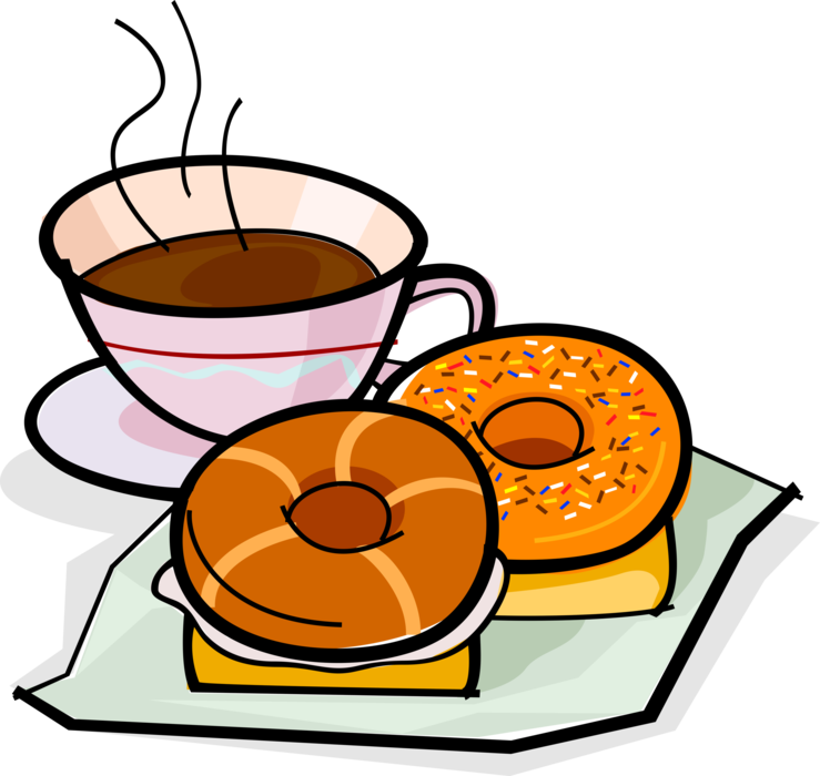 Graphic Transparent Download Donut Or Doughnut Vector - Coffee & Donuts Clipart (739x700), Png Download