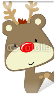 Baby Deer With Red Nose Rudolph Wall Mural - Deer (400x400), Png Download
