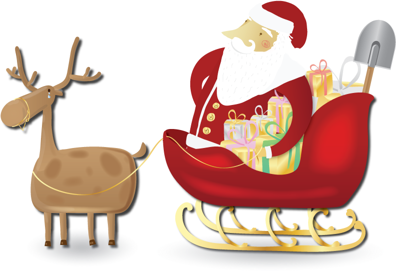 Claus Reindeer Sled Clip Art Transprent Png - Santa Couriage (844x600), Png Download