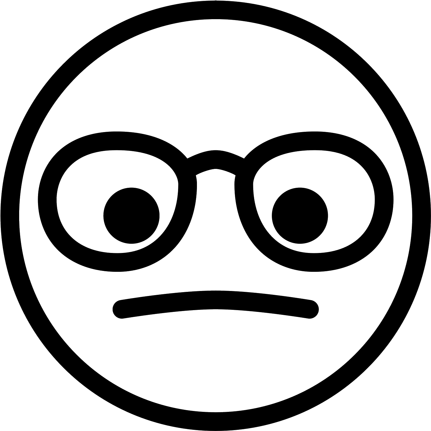 Emoji icon. Рожица. Смайл в очках. Смайл черно белый. Смайлик чб.