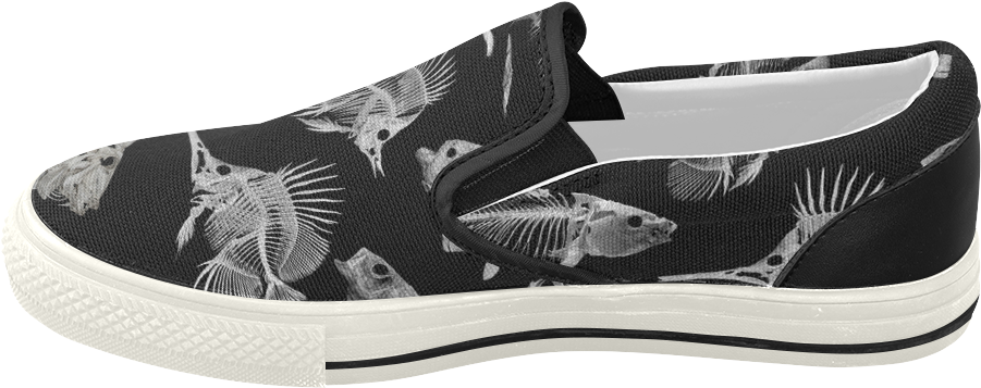 Skeleton Fish Women's Slip-on Canvas Shoes - Casecoco Black Stats Canvas Women's Slip On Shoes Sneaker (1000x1000), Png Download