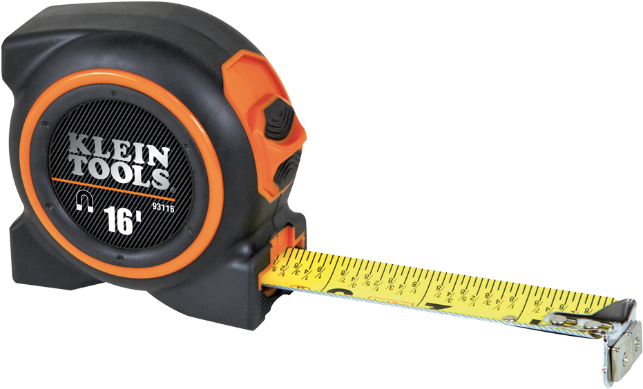 Png 93116 - Klein Tools 93116 Tape Measure With Magnetic End Hook, (1000x1000), Png Download