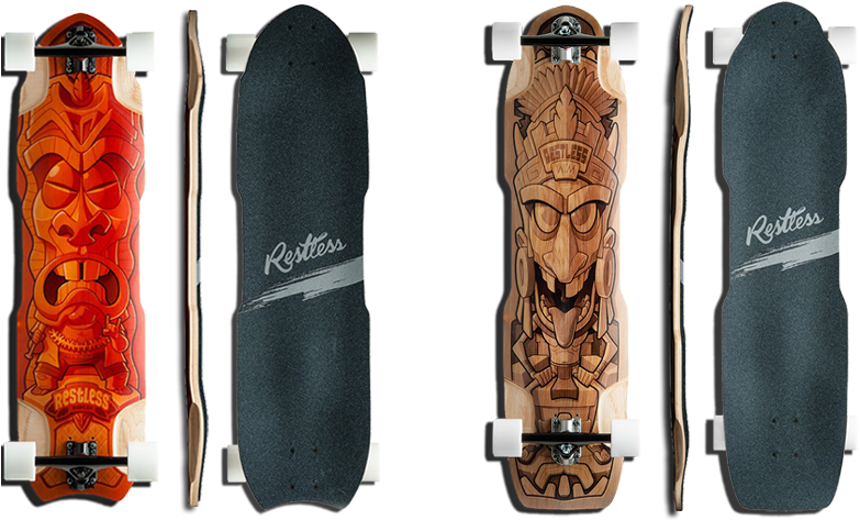 Vector Skateboard Cool Design Svg Royalty Free Library - Tiki Longboard (800x500), Png Download