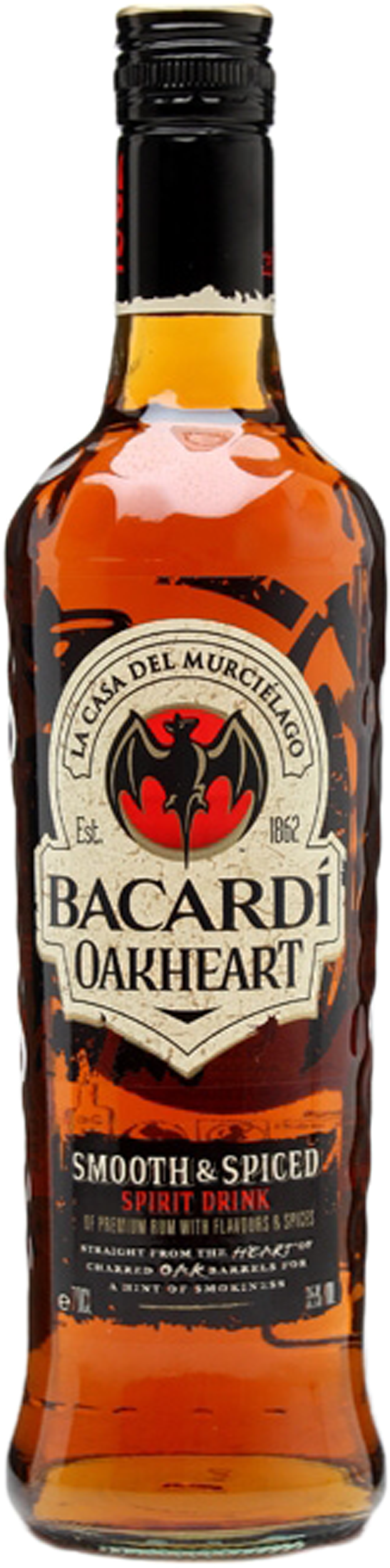Bacardi Oakheart Spiced Rum 1 Litre (752x2240), Png Download