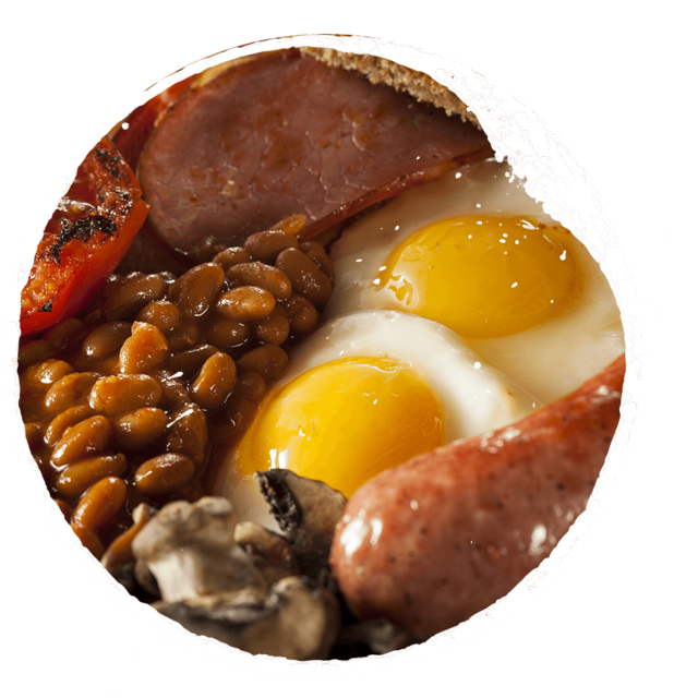 Traditional Full English Breakfast With Eggs, Bacon, - Full English Breakfast Ritz (640x640), Png Download