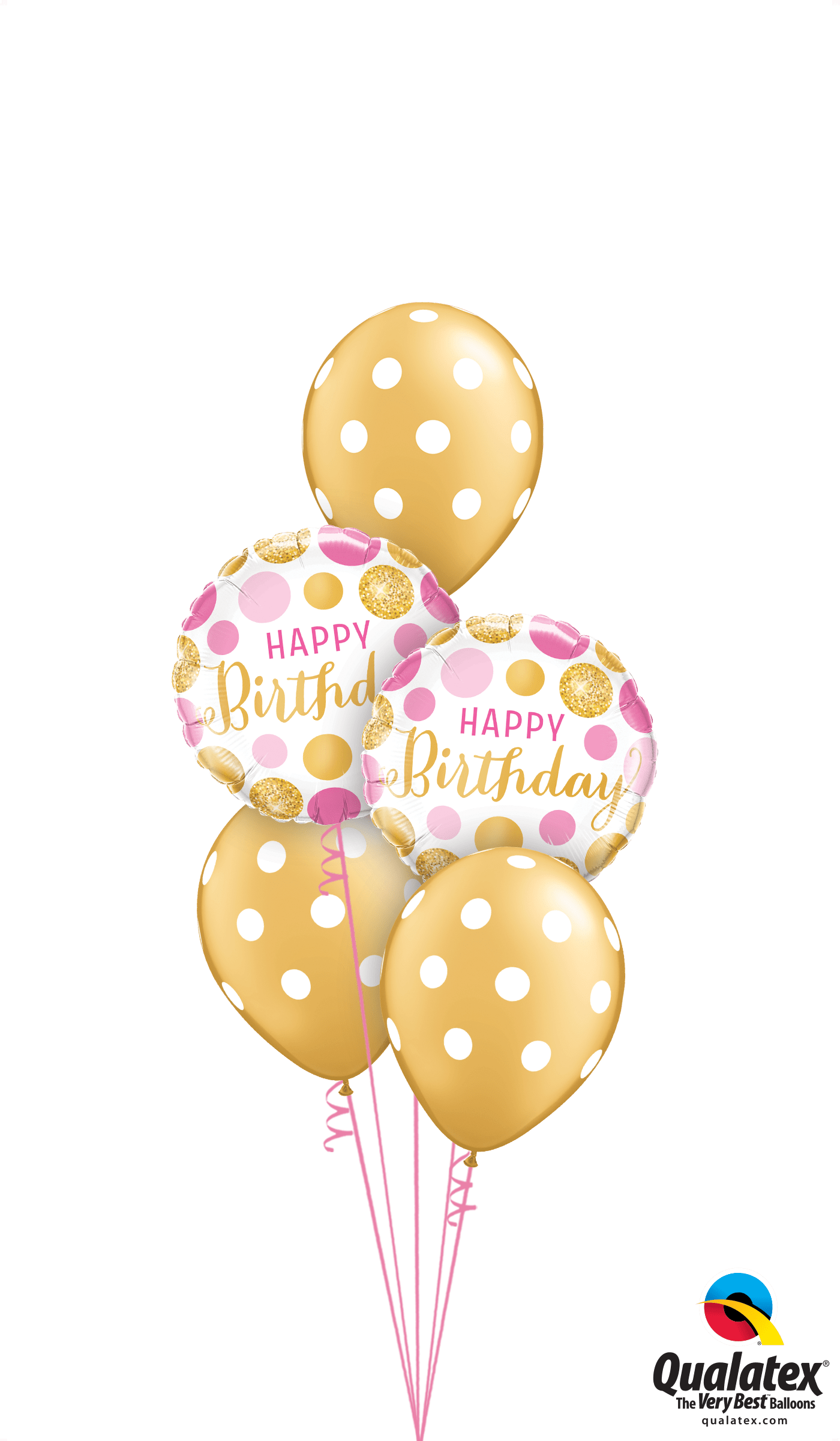 Get Gold & Pink Polka Dots Helium Balloons Delivered - Birthday Pink & Gold Dots Foil Mylar Balloon 18" (1400x2400), Png Download